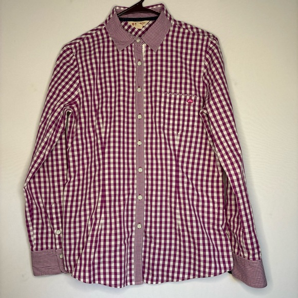 Brooks Brothers Red Fleece Purple & white color block cotton flannel | Size 8 - Picture 1 of 7
